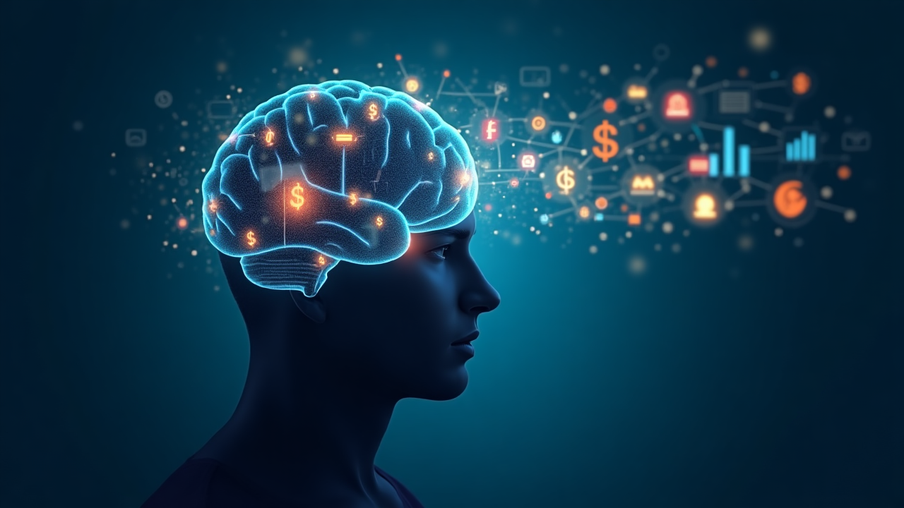 Representación visual de la mentalidad financiera con elementos que simbolizan el crecimiento y la transformación personal